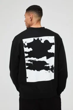 Oversized Abstract Box Graphic Sweatshirt
