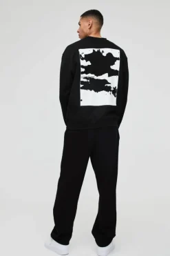 Oversized Abstract Box Graphic Sweatshirt