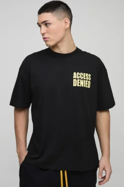 Oversized Access Denied Slogan Graphic T-Shirt