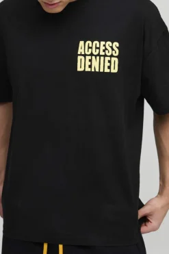 Oversized Access Denied Slogan Graphic T-Shirt