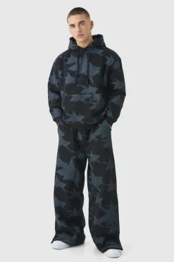 Oversized All Over Star Print Hooded Tracksuit