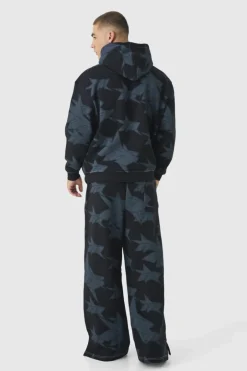 Oversized All Over Star Print Hooded Tracksuit