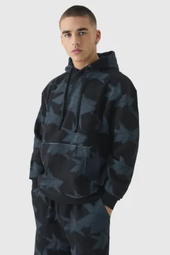 Oversized All Over Star Print Hooded Tracksuit