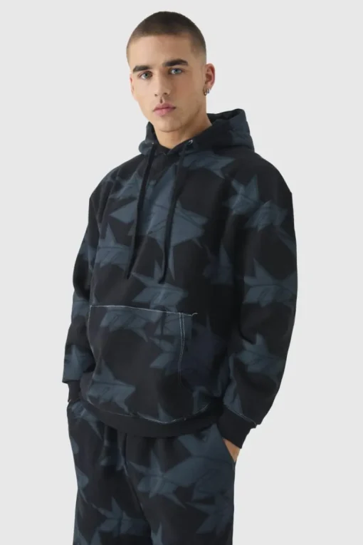 Oversized All Over Star Print Hooded Tracksuit