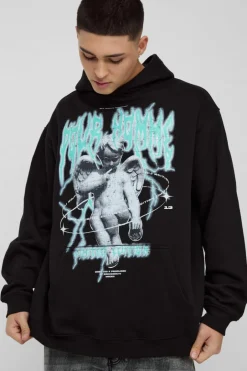 Oversized Angel Graphic Hoodie