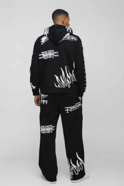 Oversized AOP Doodle Zip Through Tracksuit