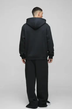 Oversized BM Varsity Applique Zip Through Hoodie