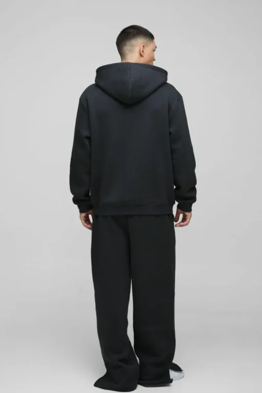 Oversized BM Varsity Applique Zip Through Hoodie