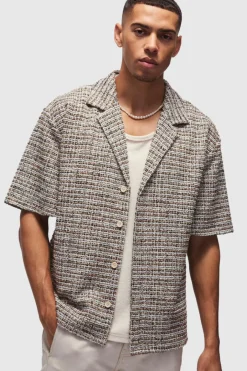 Oversized Boucle Dropped Revere Shirt