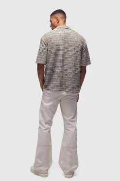 Oversized Boucle Dropped Revere Shirt