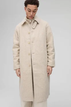 Oversized Boucle Overcoat In Ecru