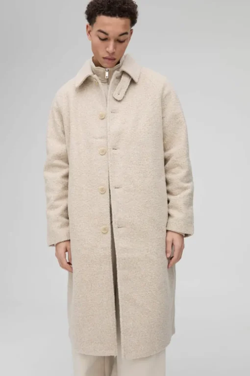 Oversized Boucle Overcoat In Ecru