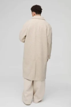 Oversized Boucle Overcoat In Ecru