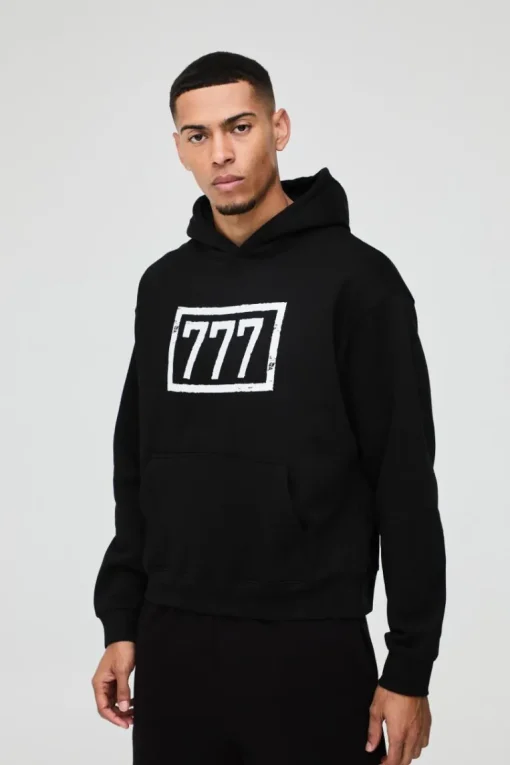 Oversized Boxy 777 Graphic Hoodie