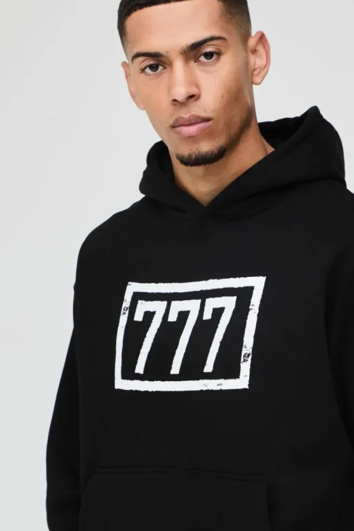 Oversized Boxy 777 Graphic Hoodie