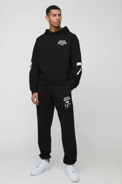 Oversized Boxy 7 Print Hooded Tracksuit