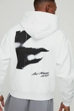 Oversized Boxy Abstract Box Graphic Hoodie