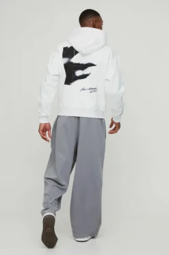 Oversized Boxy Abstract Box Graphic Hoodie