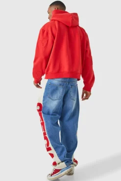 Oversized Boxy All Over Heart Applique Hoodie