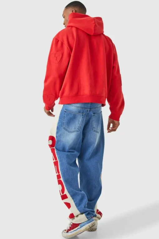 Oversized Boxy All Over Heart Applique Hoodie