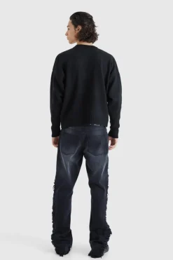 Oversized Boxy Badge Detail Brushed Jumper