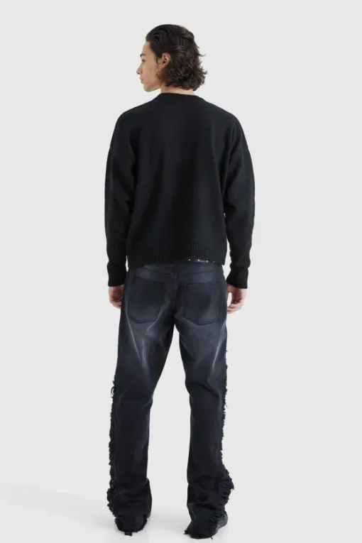 Oversized Boxy Badge Detail Brushed Jumper