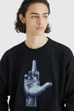 Oversized Boxy Badge Detail Brushed Jumper