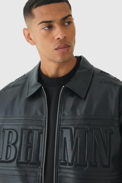 Oversized Boxy Badge PU Bomber Jacket