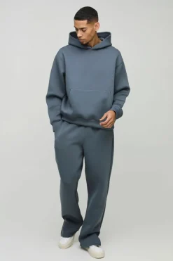 Oversized Boxy Bonded Scuba Split Hem Tracksuit