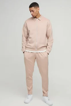 Oversized Boxy Bonded Scuba Harrington Set