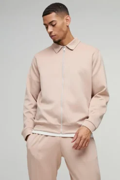 Oversized Boxy Bonded Scuba Harrington Set