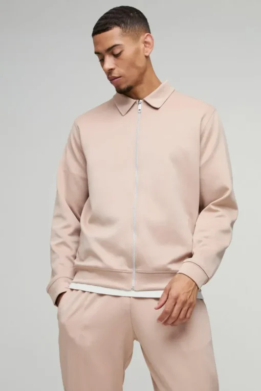 Oversized Boxy Bonded Scuba Harrington Set