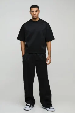 Oversized Boxy Bonded Scuba T-Shirt & Stacked Jogger Tracksuit