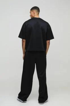 Oversized Boxy Bonded Scuba T-Shirt & Stacked Jogger Tracksuit