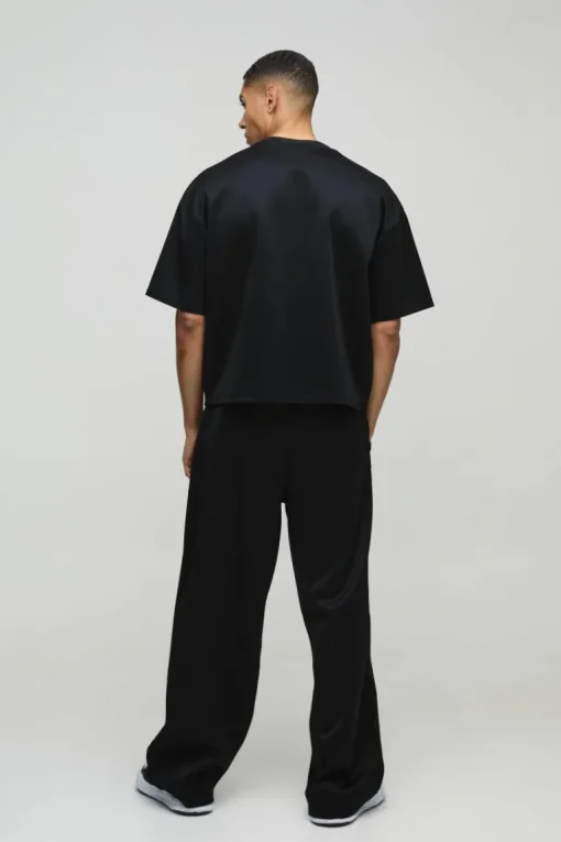 Oversized Boxy Bonded Scuba T-Shirt & Stacked Jogger Tracksuit