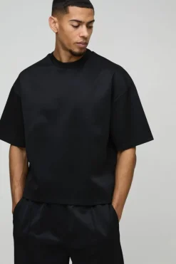 Oversized Boxy Bonded Scuba T-Shirt & Stacked Jogger Tracksuit