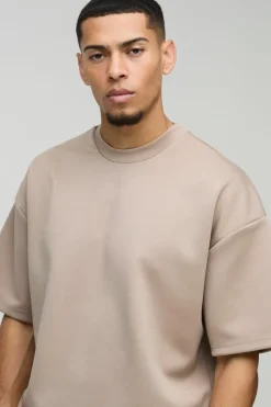Oversized Boxy Bonded Scuba T-Shirt & Stacked Jogger Tracksuit