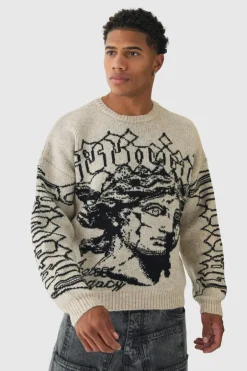 Oversized Boxy Brushed Mono Renaissance Knitted Jumper