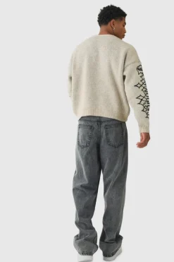 Oversized Boxy Brushed Mono Renaissance Knitted Jumper