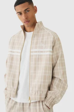 Oversized Boxy Checked Funnel Neck Set