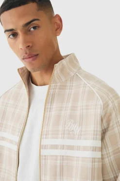 Oversized Boxy Checked Funnel Neck Set