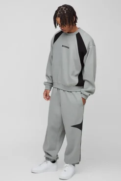 Oversized Boxy Colour Block Homme Embroidered Sweatshirt tracksuit