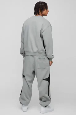 Oversized Boxy Colour Block Homme Embroidered Sweatshirt tracksuit