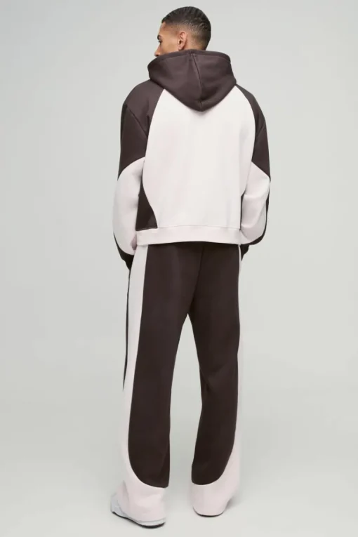 Oversized Boxy Colour Block Homme Printed Zip Through Tracksuit