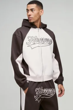 Oversized Boxy Colour Block Homme Printed Zip Through Tracksuit