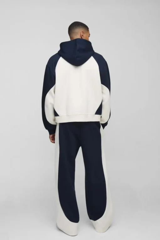 Oversized Boxy Colour Block Homme Printed Zip Through Tracksuit