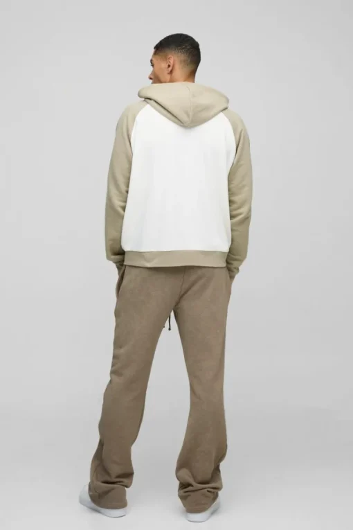Oversized Boxy Colour Block Official Raglan Sleeve Zip Through Hoodie