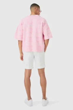 Oversized Boxy Crochet Knitted Polo