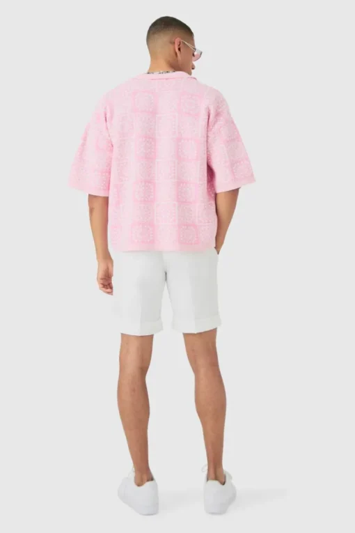 Oversized Boxy Crochet Knitted Polo