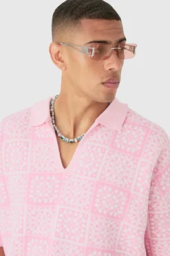 Oversized Boxy Crochet Knitted Polo